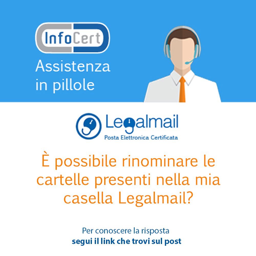 InfoCert_it's tweet photo. #InfoCertHelp #Legalmail
E’ possibile rinominare le cartelle presenti nella mia casella Legalmail? Scoprilo qui ➡➡ https://t.co/Qvue6lxh92 https://t.co/ftAMmaoRQQ