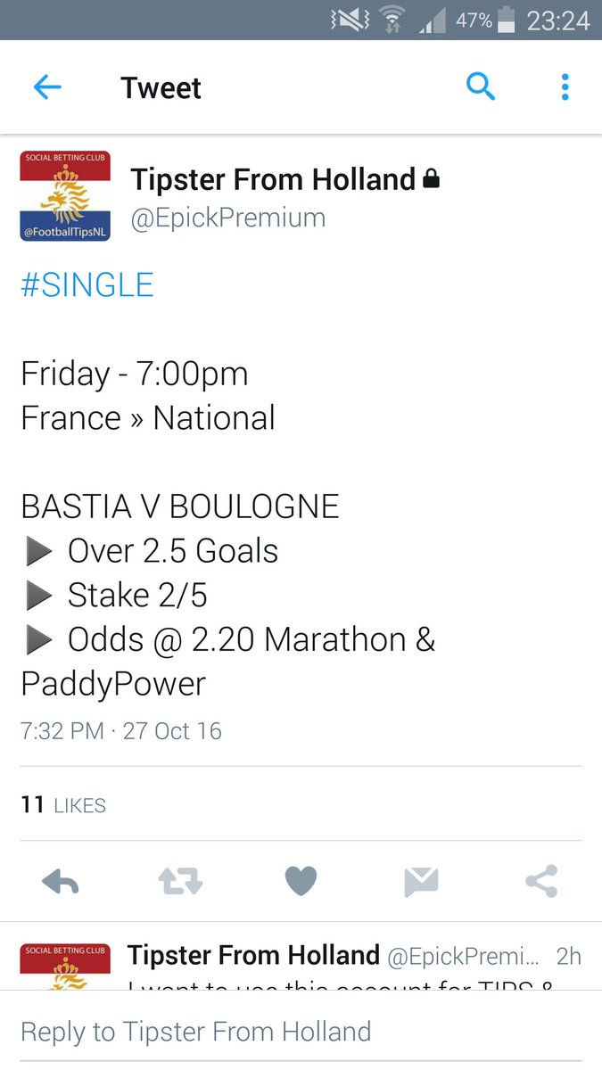 GrandmasterTips's tweet photo. Oct 28 Fri 1800GMT
France National
📣UNDER TIP📣
#OPPOSITE to @FootballTipsNL
CA Bastia 🆚 Boulogne
🚫 UNDER 2.5 Goals
💰 Stake 3/10
📊 Odds 1.90 https://t.co/ZEGbGPEa5Y