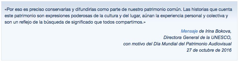 ATEIOficial's tweet photo. Mensaje de la Sra. Irina Bokova, Directora General de la @UNESCO_es con motivo del #DiaMundialdelPatrimonioAudiovisual #AudiovisualDay https://t.co/UBx1Pkr7tf