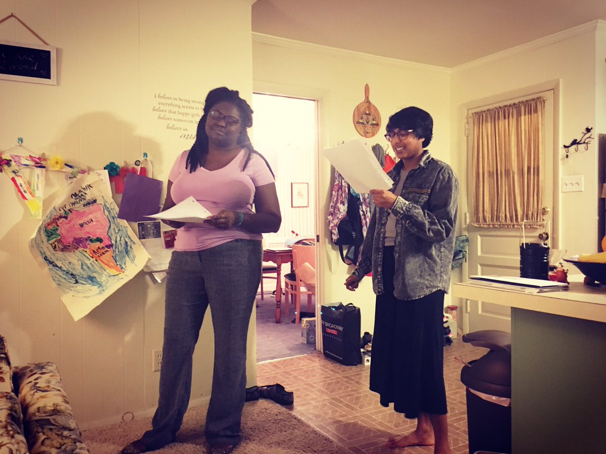 digdeepgetdirty's tweet photo. Prepping for their scene. See these two in Checkmate tomorrow at After Orlando. 8pm at @c3lab #clttheatre #clt #afterorlando https://t.co/yiXya20ky7