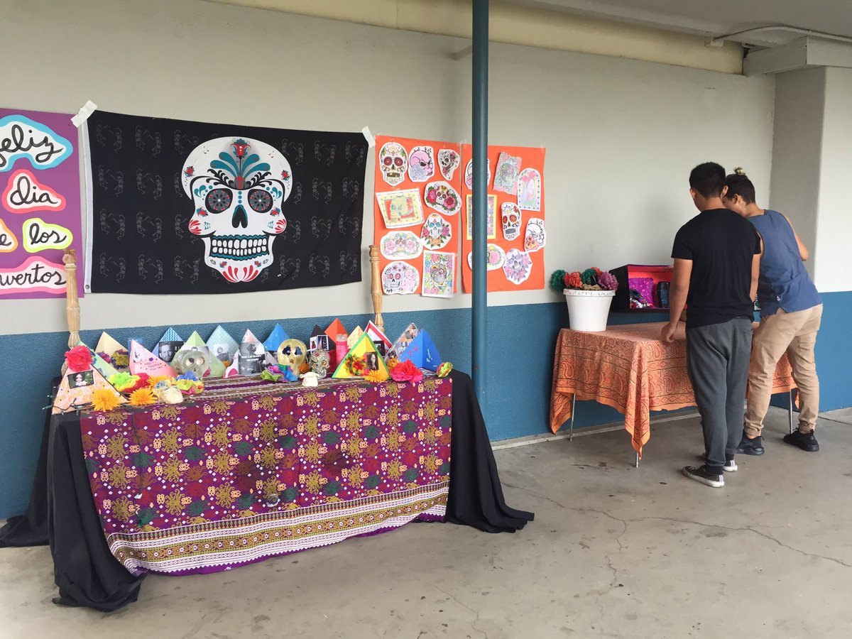 Our collaborative Day of the Dead altar that will continue to grow until our celebration on Monday! #Diadelosmuertos #oghs