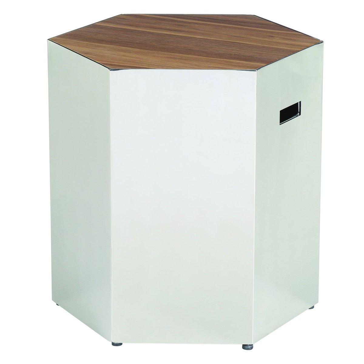 allancopley's tweet photo. The #hexagon End Table w/ #NaturalWalnut wood top &amp;#PolishedStainlessSteel base! Check out #collectionoftheweek at https://t.co/BbaZJFzOv7 https://t.co/wtcaTKV26X