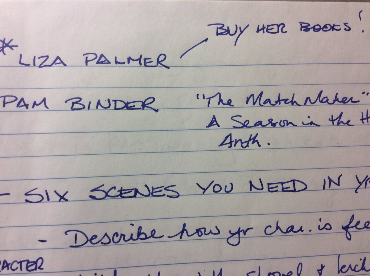 anovelwoman's tweet image. Going over my old SiWC notes from past workshop and stumbled upon this one @LizaPalmer #goodtip