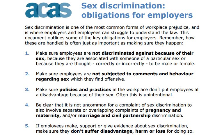 acas sex discrimination Acas sex discrimination