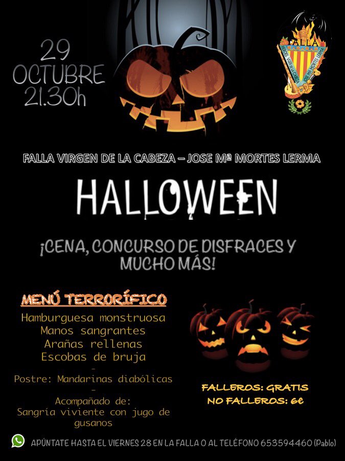 ¿Te atreves a pasar un Halloween terrorífico? #halloween #fallas #concurso #cena #diversion #sorpresas