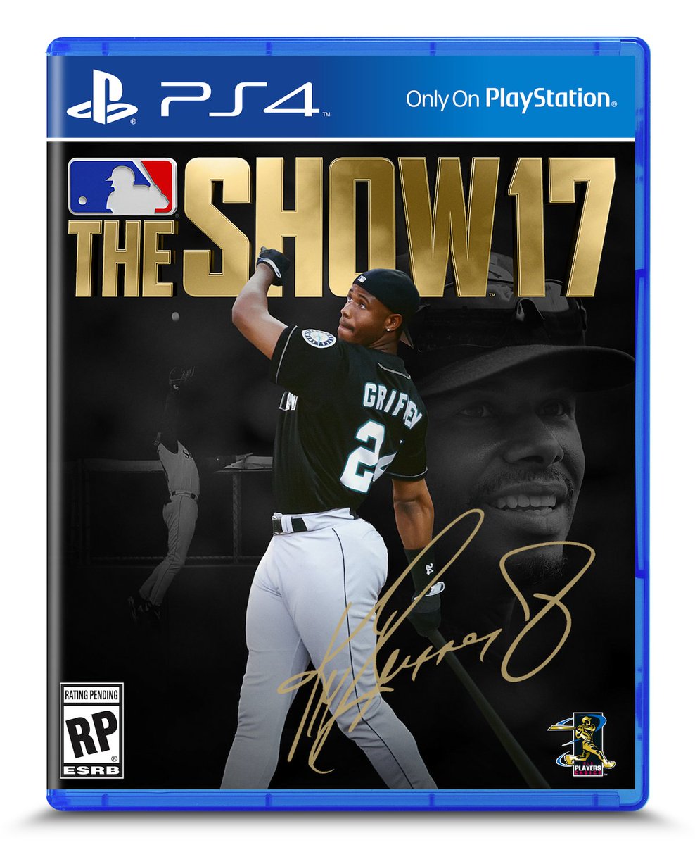 espn's tweet photo. The Kid is back! 

Ken Griffey Jr. is revealed as the cover athlete for @MLBTheShow '17. https://t.co/DdSAOkzB74