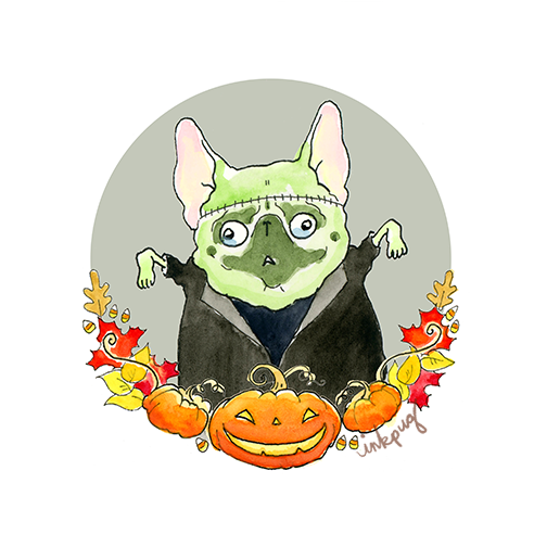 idlebirch's tweet photo. Holy cute! Just look at these adorable pugs. Look at them. All done by the awesome @InkPug. #halloween #puglife #inkpug #pug https://t.co/DG7WuJkPFN