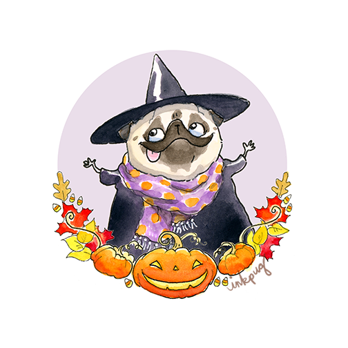 idlebirch's tweet photo. Holy cute! Just look at these adorable pugs. Look at them. All done by the awesome @InkPug. #halloween #puglife #inkpug #pug https://t.co/DG7WuJkPFN