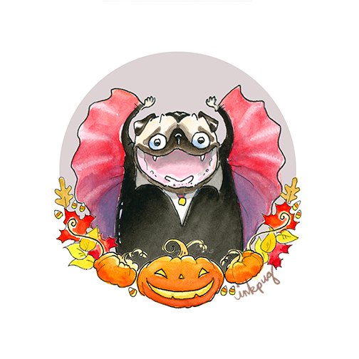 idlebirch's tweet photo. Holy cute! Just look at these adorable pugs. Look at them. All done by the awesome @InkPug. #halloween #puglife #inkpug #pug https://t.co/DG7WuJkPFN