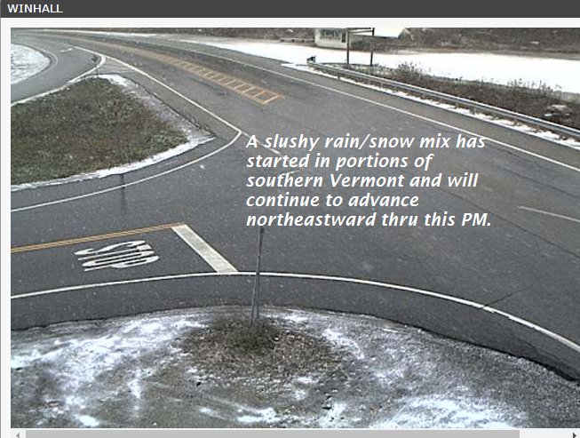 wxeringheights's tweet photo. Wet snow in S. VT heads north and northeast.  Watch for greasy roads in those especially higher elevations for the evening and AM commute https://t.co/0nYTEG3SlL