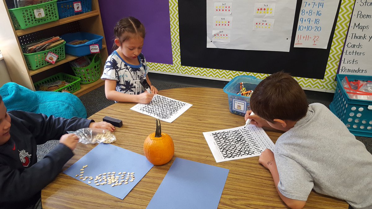 KJones_Readers's tweet photo. What is the best strategy for counting the seeds in your pumpkin? 🎃 #chapmanrocks #wegrowthinkers https://t.co/DzrKVVoL2V