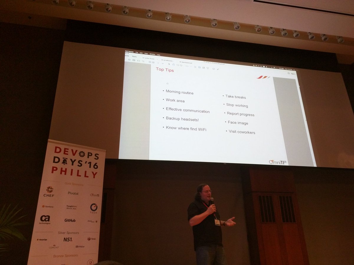 DevOpsDaysPHL's tweet image. Rick Pufky from @OmniTI  on being a remote worker #devopsdaysphl #ignite