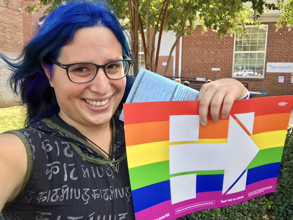 hannsimp's tweet photo. Handing out the #BlueBallot here at the #PlazaMidwood cultural center!
#VoteNCMe #transisbeautiful #NCVotesEarly #earlyvoting #TurnNCBlue https://t.co/wnzbDnkm24
