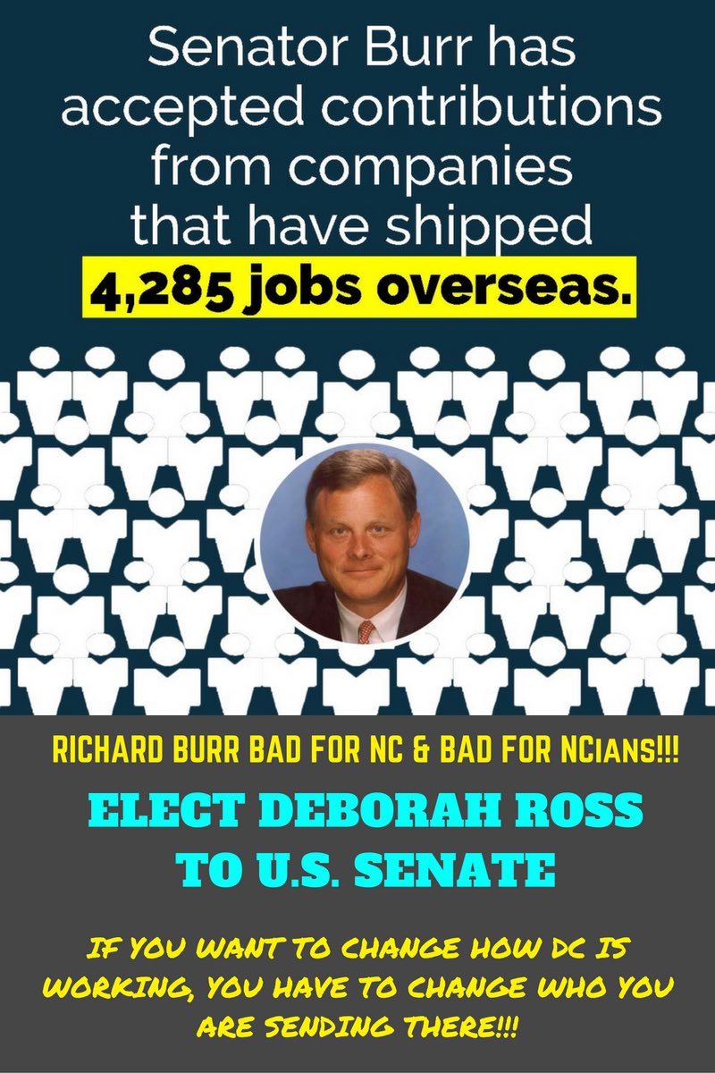 NCTWEETY70's tweet photo. Vote for Deborah Ross @MBarberWSOC9 @theobserver @newsobserver @WRAL @NickOchsnerWBTV @Beth_Troutman @JoeBrunoWSOC9 @danhomick #FireBurr2016 https://t.co/vozEHARO55