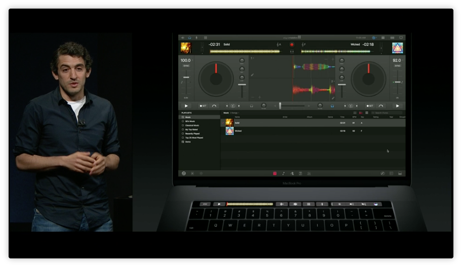 iCulture's tweet photo. En nog een demo van de Touch Bar: Algoriddim (dj-app) #HelloMac #iCulture https://t.co/8jOHnxrp0I