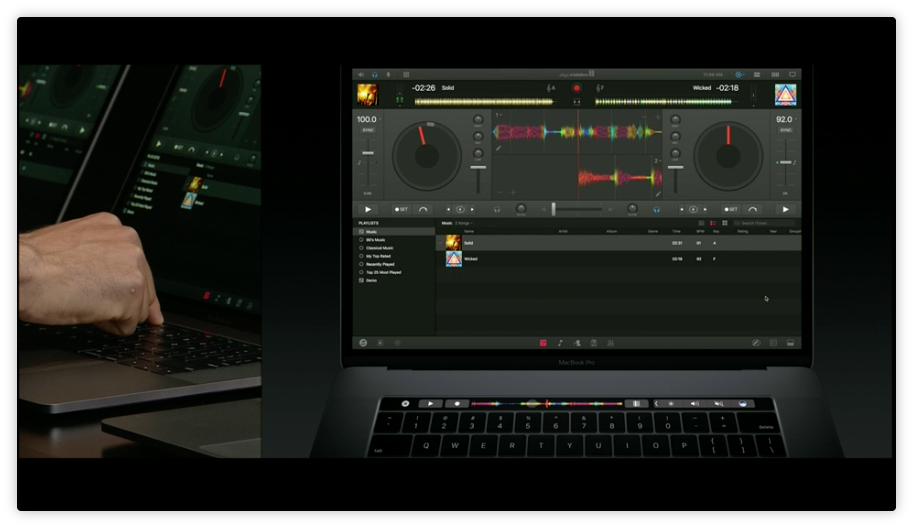 iCulture's tweet photo. En nog een demo van de Touch Bar: Algoriddim (dj-app) #HelloMac #iCulture https://t.co/8jOHnxrp0I
