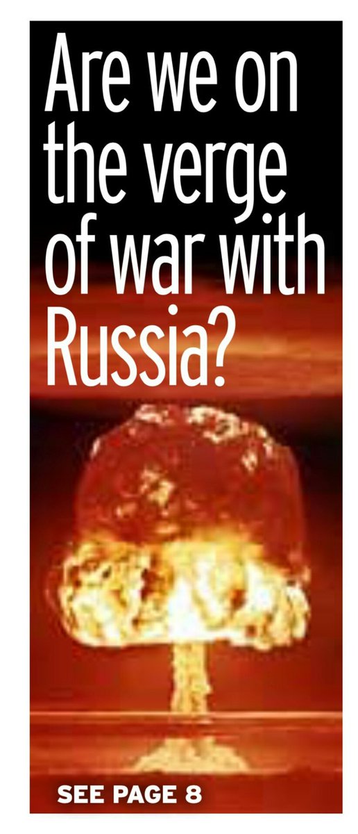 OccidoLumen666's tweet photo. Tomorrow's English papers: ARE WE ON THE VERGE OF WAR WITH RUSSIA??!
#Brexit #NHS #RoyalOuting https://t.co/Hk1npGXWb6