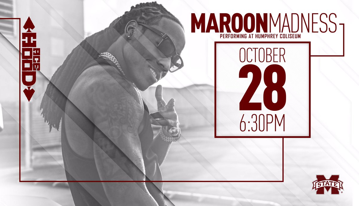 THIS JUST IN! A special guest is joining us in The Hump tomorrow night for #MaroonMadness!

Ace Hood is coming to #StarkVegas!

#HailState