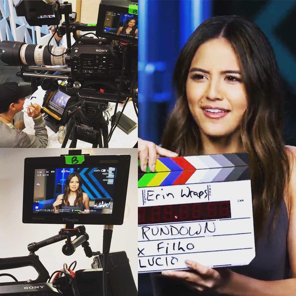 DPcamera's tweet photo. E! News "The Rundown" is on SnapChat with @erinlimofficial #fs7 #producer #videovillage #tvlogic #canonlens #clapboard #sachtler https://t.co/zUufwrMoUw