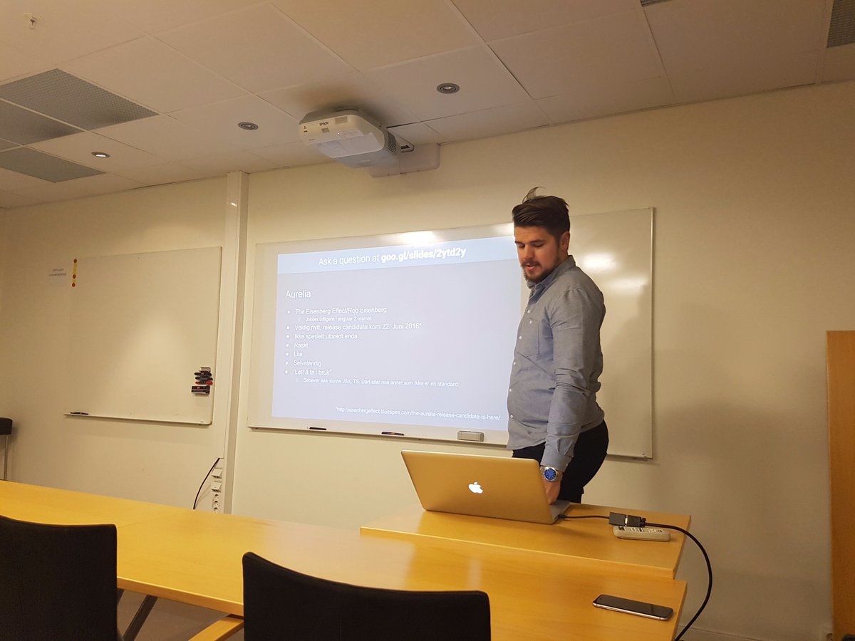Preparing tomorrows talk about #javascript #comparison!
<a href="/njaalG/">Njaal Gjerde</a>
#angular #angular2 #aurelia #ember #knockout #polymer #vuejs #riot #reactjs
