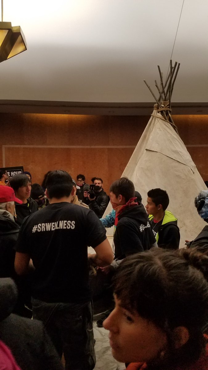 As police in ND seem poised to raid #NoDAPL camp, Standing Rock youth flood #Clinton campaign HQ to demand she oppose Dakota Access pipeline