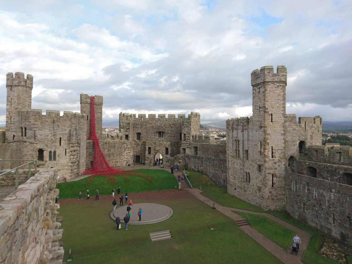 plodthelakes's tweet photo. The beautiful Weeping Window poppy display at Caernarfon Castle  #PoppiesTour @CaernarfonCadw  #Cymru #Wales https://t.co/22yJQQkVO4