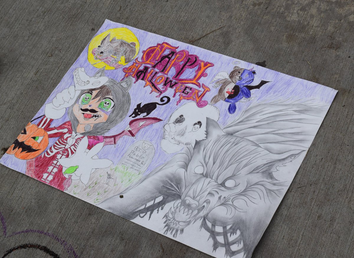 ColtonJUSD's tweet photo. @CMSFalcons_ used their artistic talent to create chalk Halloween masterpieces in front of their school. https://t.co/K9rziMlUxs
