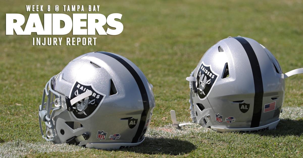 Raiders's tweet photo. Updated #OAKvsTB Injury Report

Read: https://t.co/XBTcp0Te4l https://t.co/oetXip3cIA