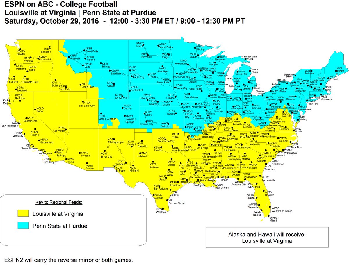 LouisvilleFB's tweet image. Where to watch the Louisville-Virginia game on Saturday #ABC