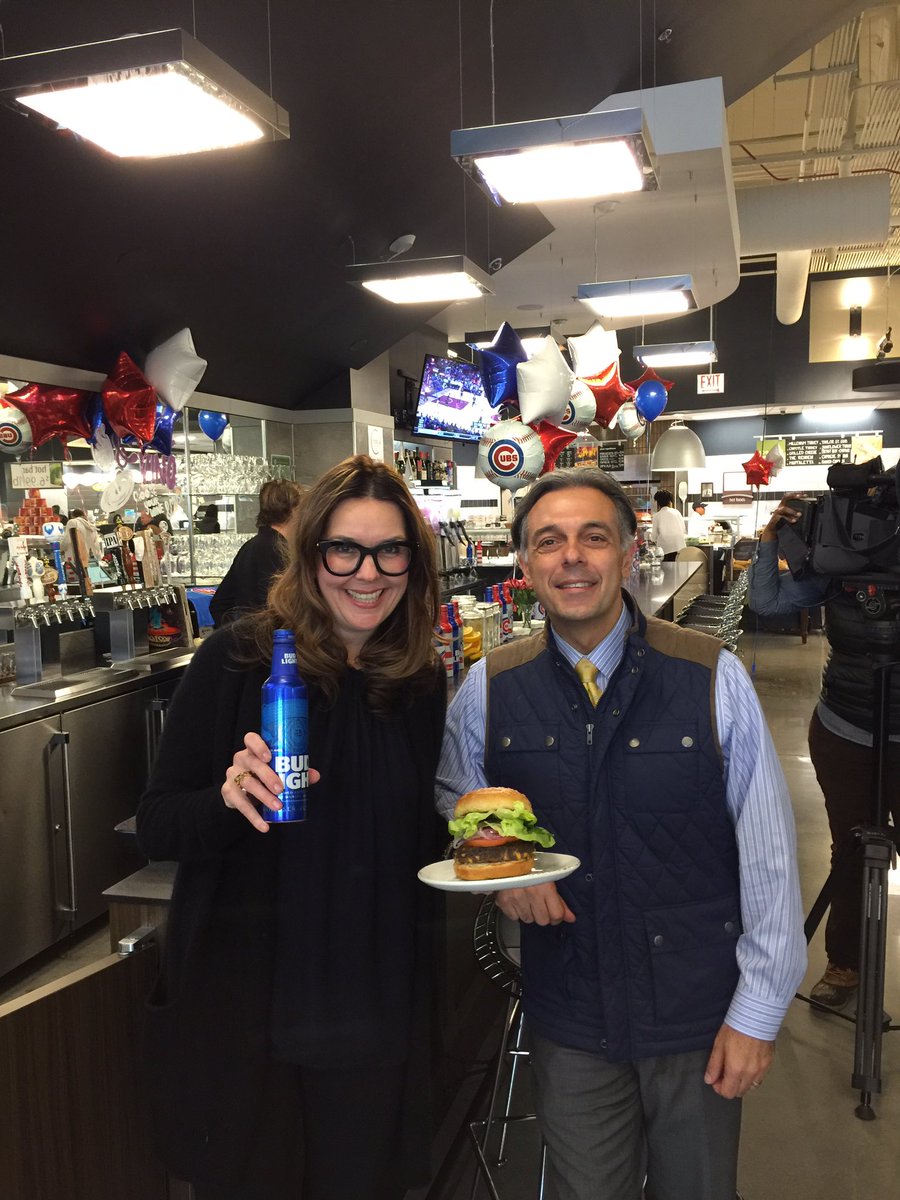 AmandaPuck's tweet photo. In the hot seat with @vincegerasole talking World Series and Cubbies! #FlyTheW watch his broadcast tonight at 6pm @cbschicago https://t.co/UxtGiBzxwy