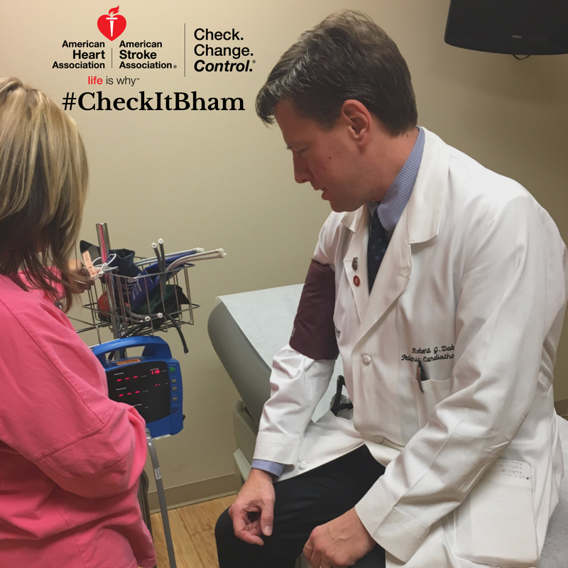 HeartAlabama's tweet photo. Even drs need to monitor their BP! Thanks Dr. Dabal of @ChildrensAL for encouraging Alabamians of all ages to check BP with #CheckItBham. https://t.co/i1FOCyTkNq