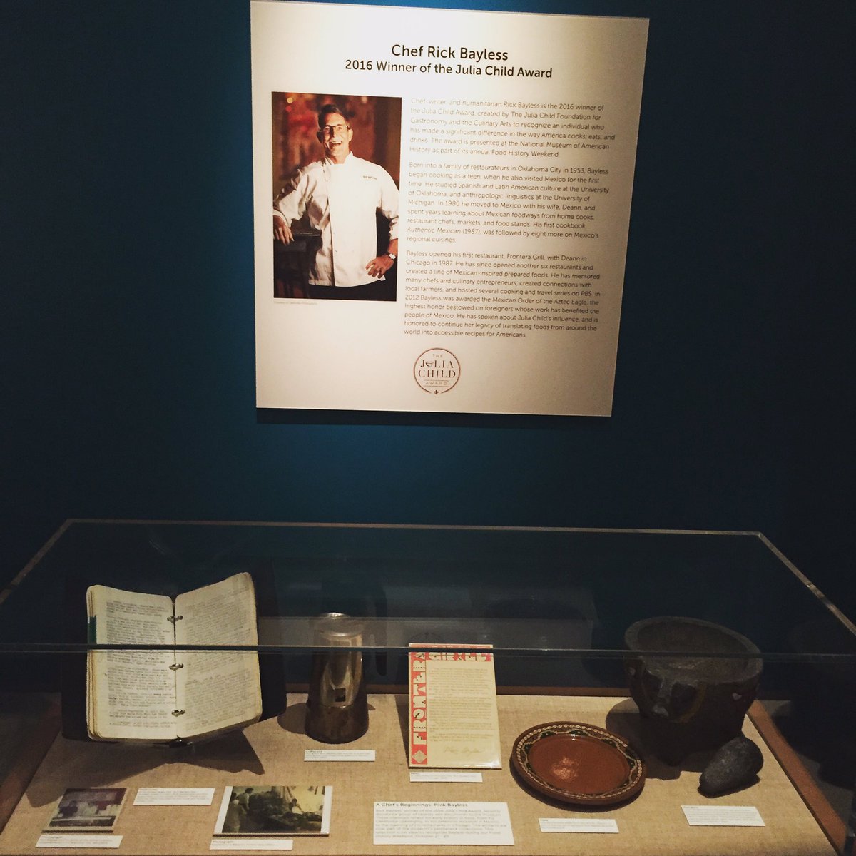 So incredibly honored to be receiving the Julia Child award tonight at the Smithsonian! Plus, an exhibit of artifacts of my early work.