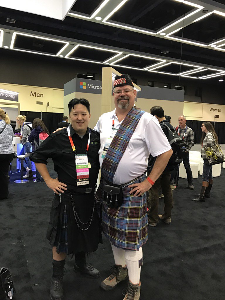 GarethSwan's tweet image. #SQLKilt day at #SQLSummit with @SQLBek