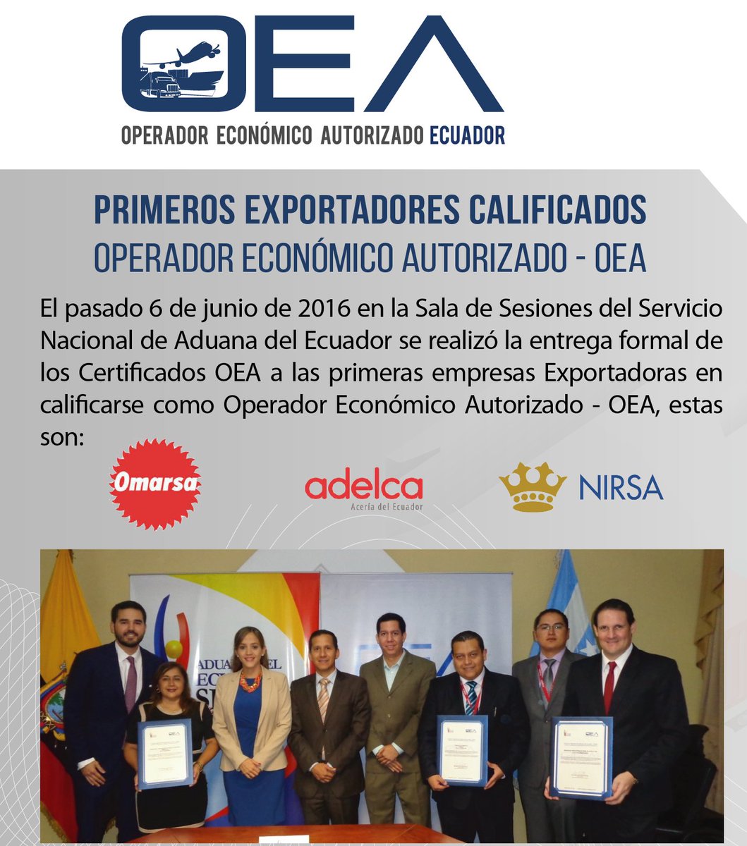SENAE_Aduana's tweet photo. [BOLETÍN INTERNACIONAL] Revise aquí un resumen de los últimos acontecimientos del #ProgramaOEA en #Ecuador. https://t.co/9jh407Llms https://t.co/01YcEL4NuG