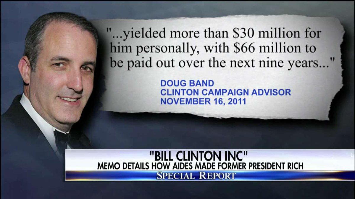 FoxNews's tweet photo. "@billclinton Inc" - Memo details how aides made former president rich. #SpecialReport https://t.co/F4r5WVlrW4