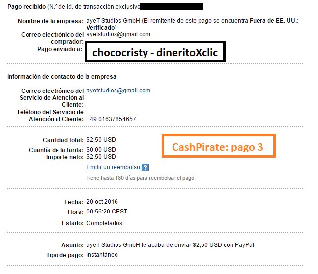 chococristy8's tweet photo. Tercera prueba de pago de #CashPirate, la app que paga por descargar otras apps y ver vídeos. Bonus de 500 points con el código: BHZEFL https://t.co/56zKhFH2Ne