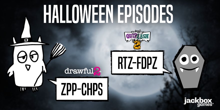 Jackbox Games on "Wish our games were SPOOOKIER? Play Halloween eps of Quiplash and Drawful 2 using the codes below! For code help: https://t.co/lrzw1oNeVC https://t.co/WUslP361kk" / Twitter