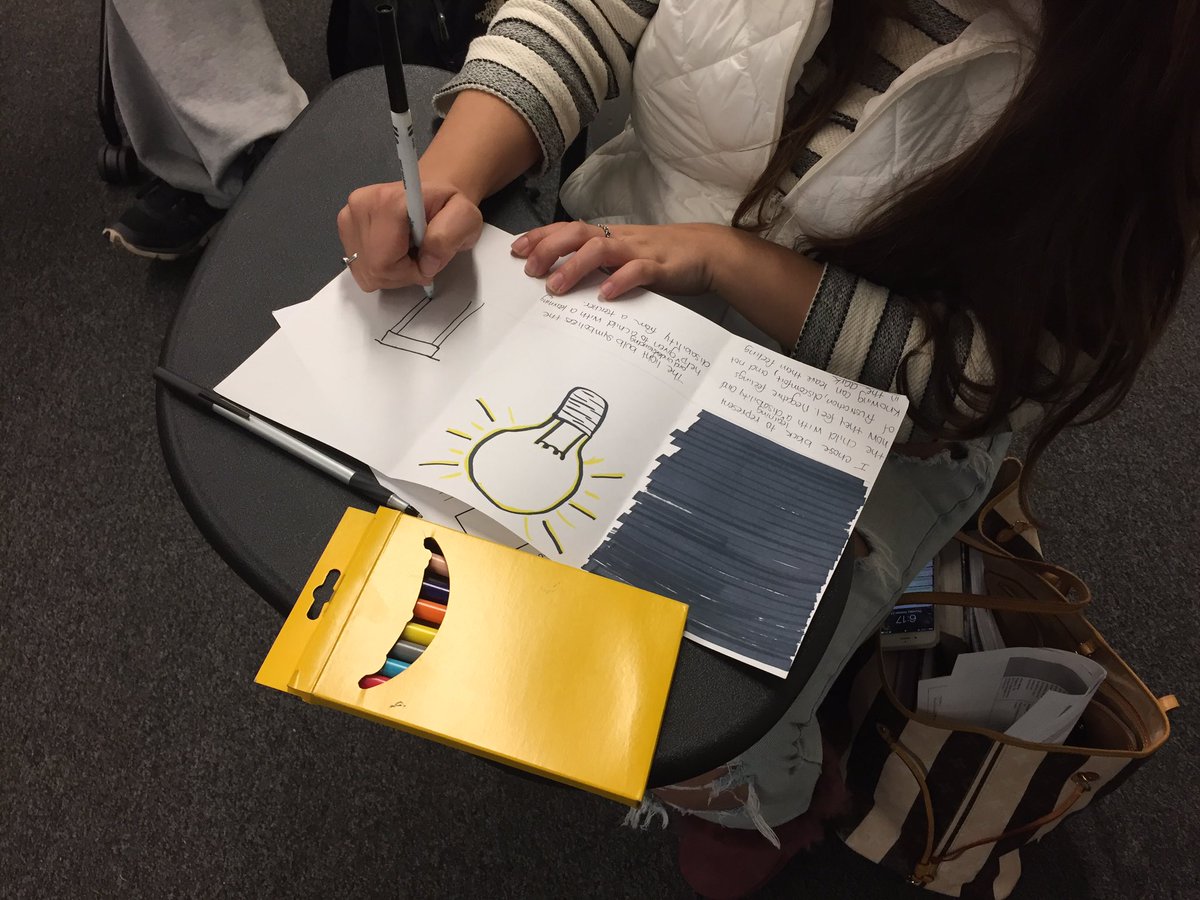 MsMPavlick's tweet image. EDU 335 created their first CSI to reflect understanding of a core idea from class tonight.💡💭🎨 #ColorSymbolImage #SharedThinking