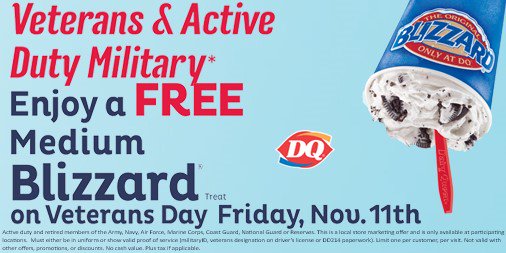 There are over 370,000 veterans in Minnesota today! Today only, <a href="/DairyQueen/">Dairy Queen</a> is offering a free medium Blizzard to vets! #iHeartDQ