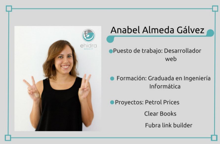 Hoy en #EquipoeHidra os presentamos @achabel_2  la única chica que forma parte del departamento de #DesarrolloWeb ¡Conócela en #ehidra!