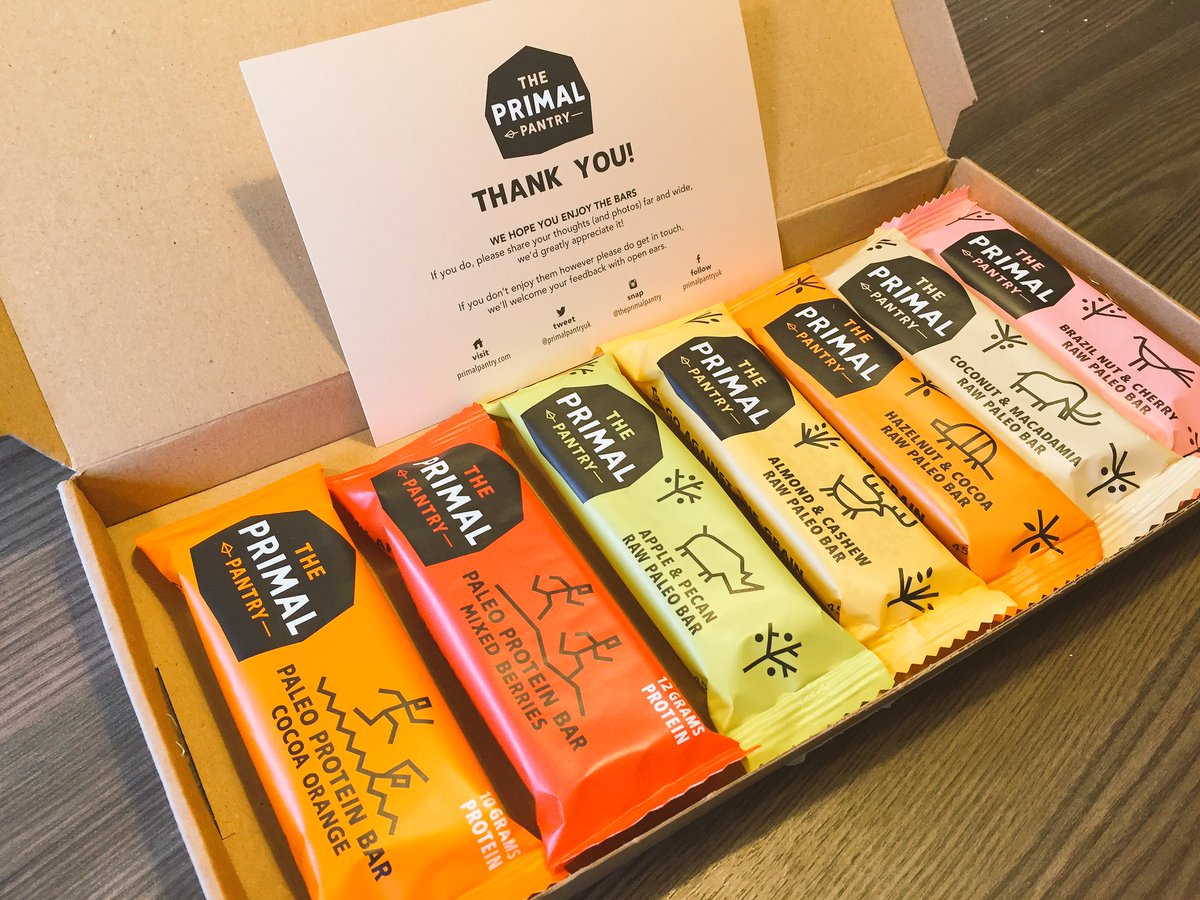 Lovely selection box arrived this morning from @PrimalPantryUK - looking forward to trying all these! #healthy #paleo #snack #vending