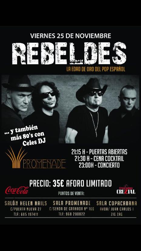 Promenade_News's tweet photo. 🎤 | Información: Cena Cóctel + Concierto Los Rebeldes + CELES DJ en #Promenade el próximo 25 de noviembre https://t.co/YVIjdxZXoj https://t.co/bxSBg79hP2