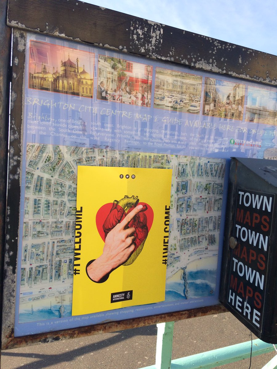 bozboz's tweet photo. Gone Guerrilla in #Brighton to raise awareness of @Amnesty #iwelcome campaign we're working on. Get involved and welcome #refugees https://t.co/WIGpMGpnei