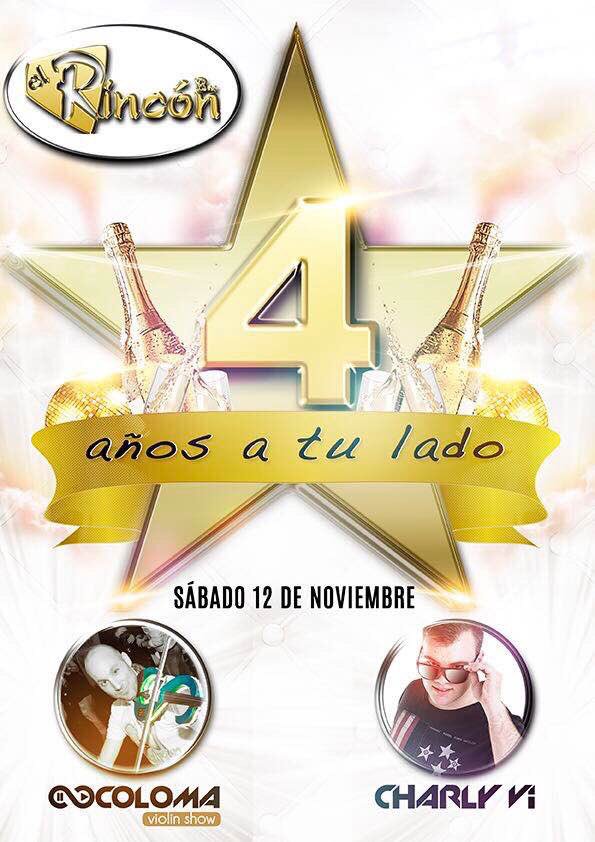 Vamos a por el cuarto aniversario de Pub El Rincón!!!

Acompañado de mi compi Coloma Dj y su show de violín!! 🎻 

Nos vemos el sábado !! 🙌🏻