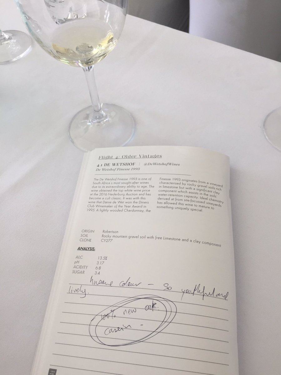 Love discovering South African #cult #wines. 1993 De Wetshof Finesse #Chardonnay. Pure as driven snow. #CelebrateChardonnay, thank-you!