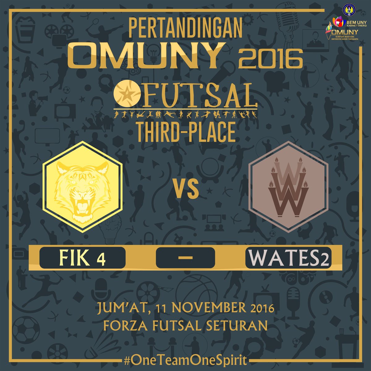 Perebutan juara 3 #futsal #omuny2016 antara FIK 4 vs WATES 2 ..