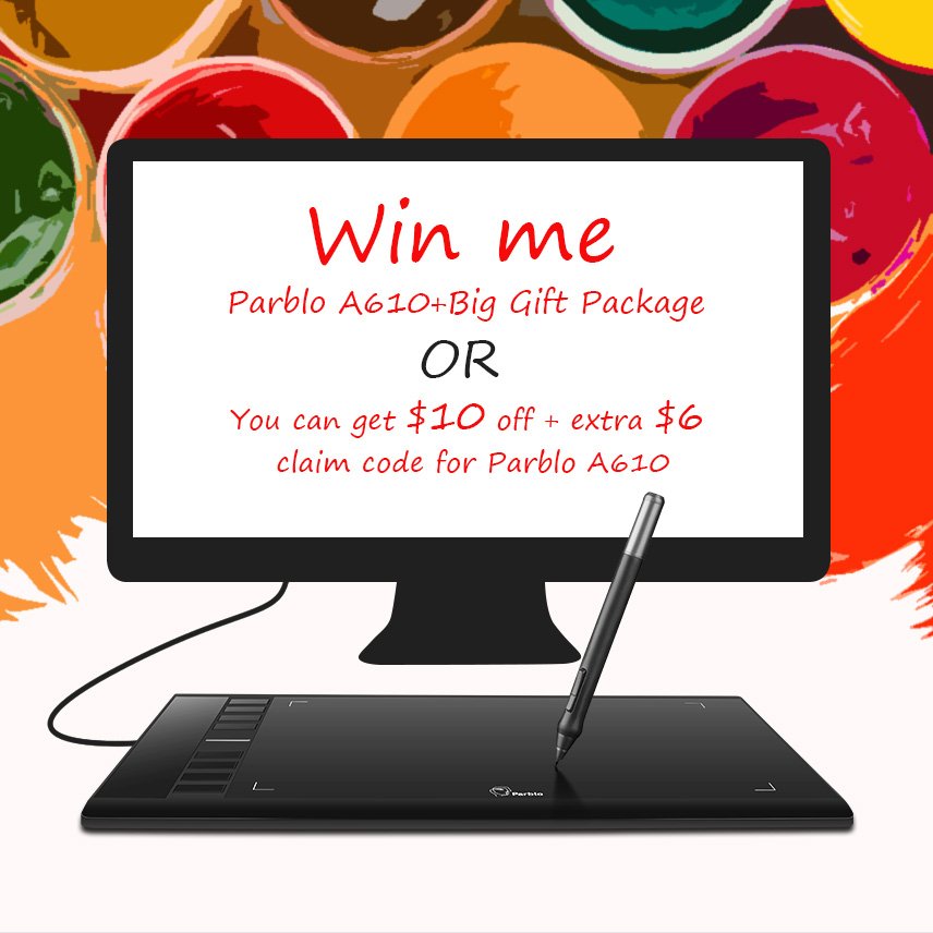 AmLightwish's tweet photo. #AmazonGiveaway Click https://t.co/0az5y9cq8T to WIN a Parblo A610 Graphic Tablet OR you can get $10 off + extra $6 claim code for  A610!!! https://t.co/WnvfcWfPTM