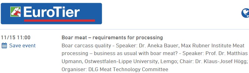 EuroTier's tweet photo. #PigForum 15 Nov|11:00-Carcase quality of boars – requirements for processing (Hall 17|Stand A05) #EuroTier https://t.co/rkiH7ORUpO https://t.co/RumPqV0J5C