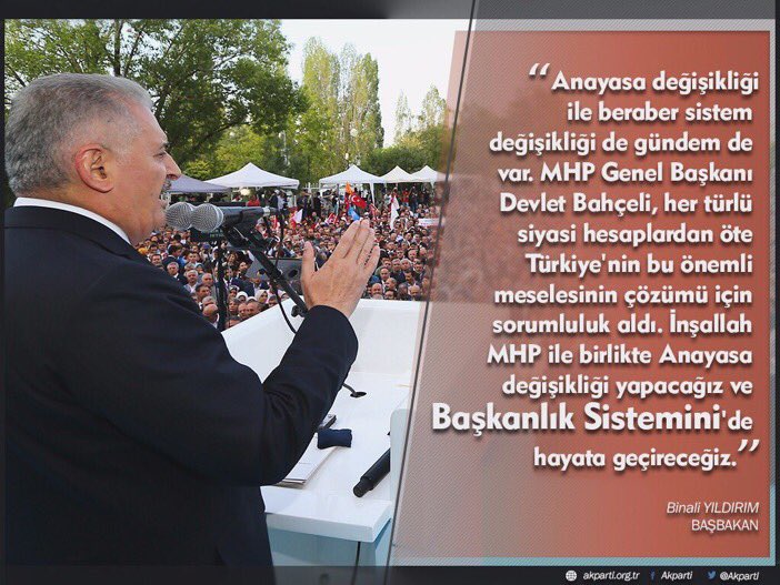 "İnşallah MHP ile birlikte Anayasa değişikliği yapacağız ve Başkanlık Sistemini'de hayata geçireceğiz."