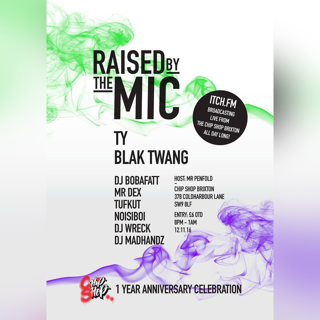 Saturday 12th November 2016 from 20:00
@ITCHFM <a href="/tymusic/">Ty</a> <a href="/BlakTwang/">Tony Rotton</a> <a href="/ChipShopBXTN/">cHIP sHOP</a>
ahsht.com/itch-fm-raised…
